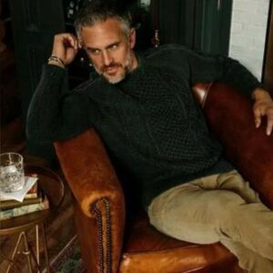 Taylor Stitch Orr Organic Cotton Cable Knit Pullover sweater size L charcoal